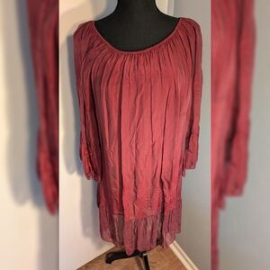 Chic Long Sleeve Burgundy Dress